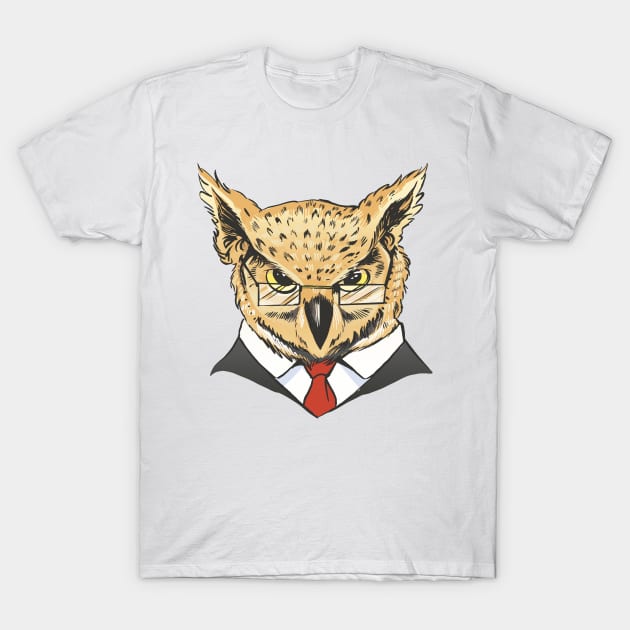 Business Owl t shirt P R t shirt T-Shirt by LindenDesigns